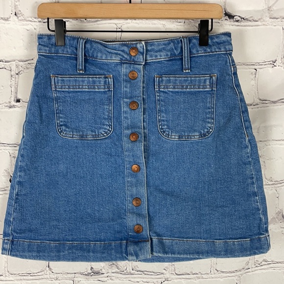 NWOT Madewell Jean Snap Down Skirt Sz 27 /Sz 4 - Picture 2 of 8